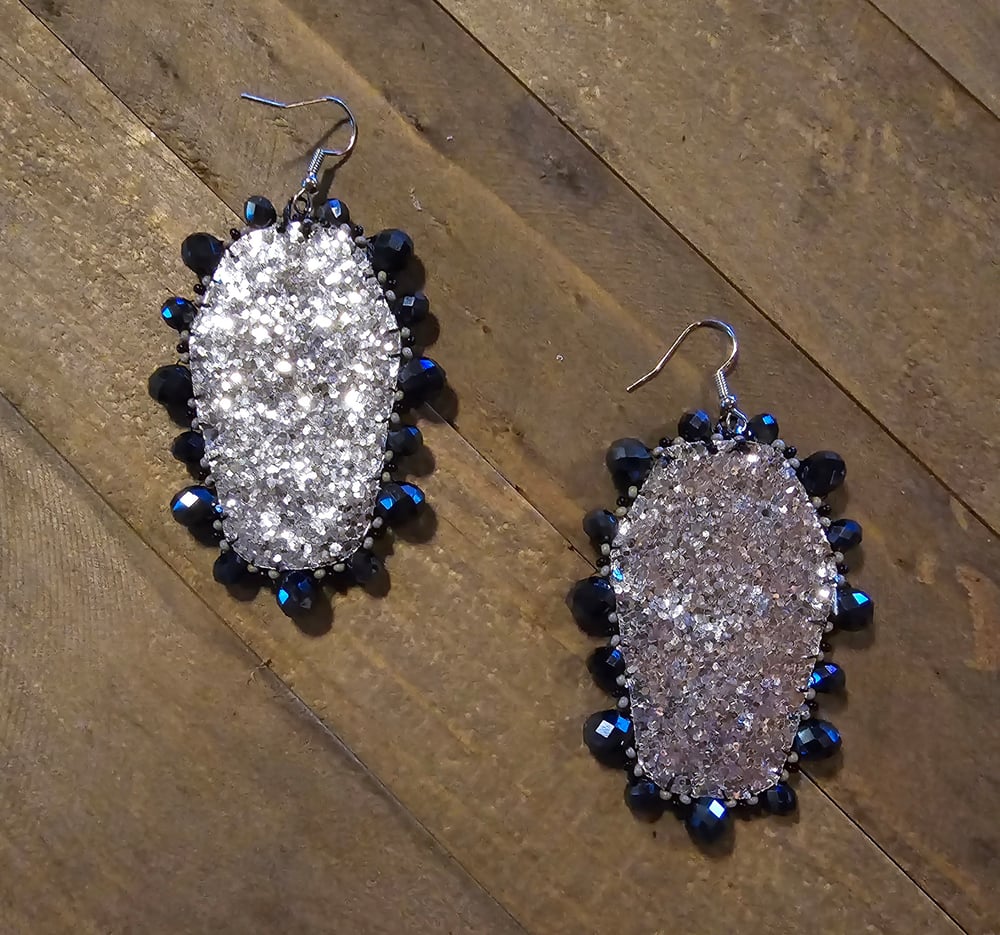 Image of Rose Coffin Beaded Earrings 