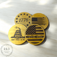 Image 1 of Patriotic Wooden Coaster Set (set of 4) - WATERPROOFED