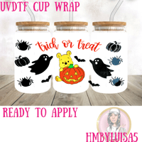 Trick or treat Pooh UVDTF cup wrap