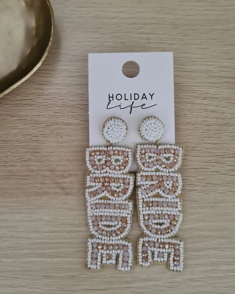 Image of BRIDE Earrings. White/Natural. By Holiday Trading Co.