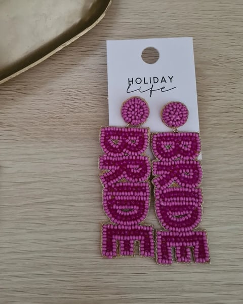 Image of BRIDE Earrings. Hot Pink. By Holiday Trading co.