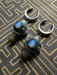 Image 1 of Double prism labradorite and Opalite and saddle ear weights 