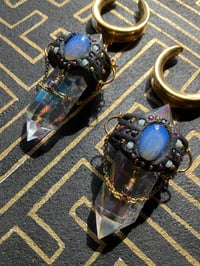 Image 2 of Rainbow aura Quartz prism saddle ear weights