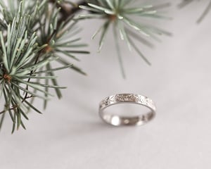 Image of Platinum 3mm flat court 'fir engraved' ring