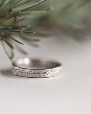 Image of Platinum 3mm flat court 'fir engraved' ring