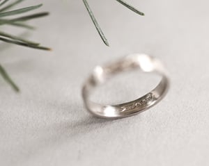 Image of Platinum 3mm flat court 'fir engraved' ring