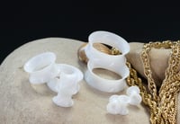 Image 2 of White Silicone Tunnels - Double Flare - Flesh Tunnels - Ear Gauges for Stretched Ears - Flexi Tunnel