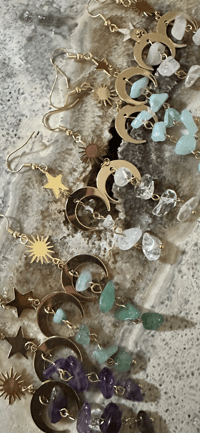 Image 2 of Crystal Sun Moon And Star Earrings 