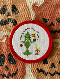 Grinch style Cross-stitch Witch