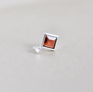 Image of Fire Red Garnet square cut silver necklace