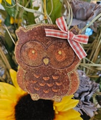 Image 1 of Brown Owl  car Freshie with bow - Beach smores 