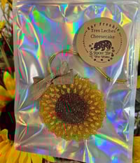 Image 3 of Sunflower with bow car freshie scented in tres leches cheesecake 