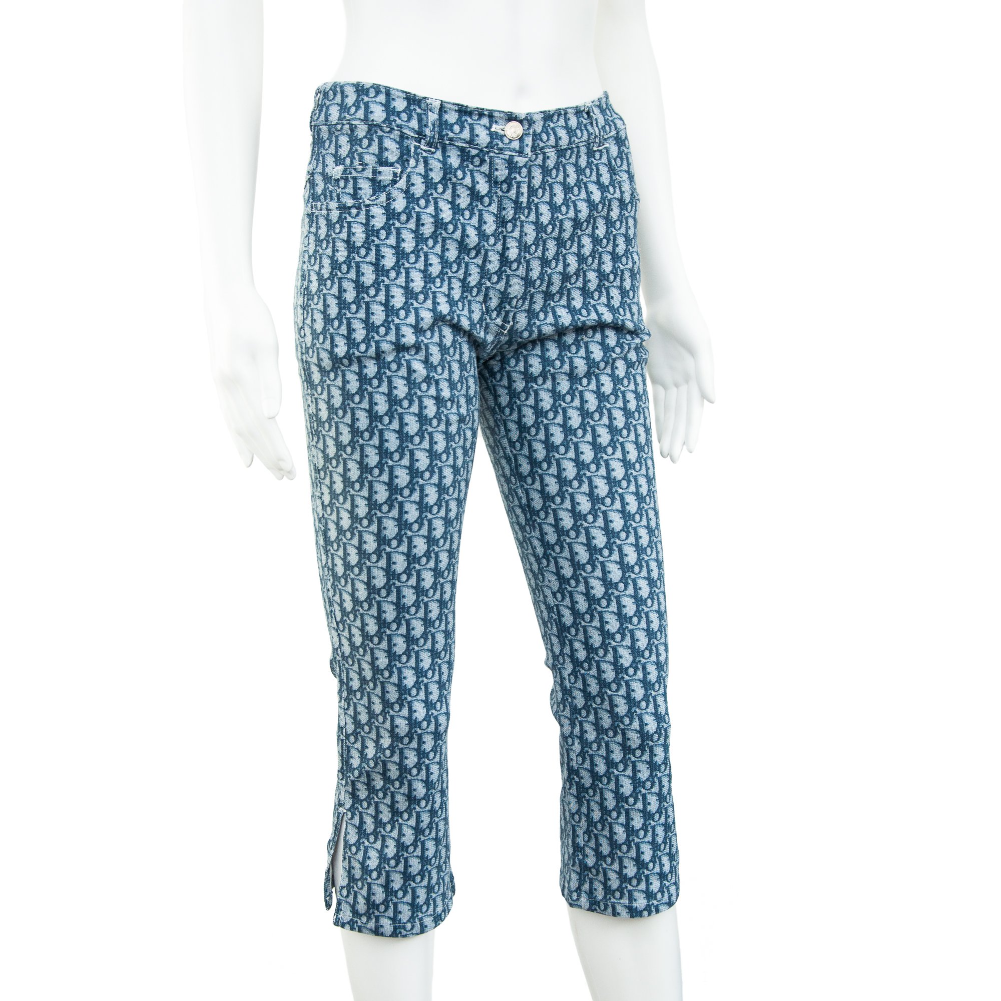 Image of Christian Dior by Galliano 2002 Blue Monogram Capri Trousers