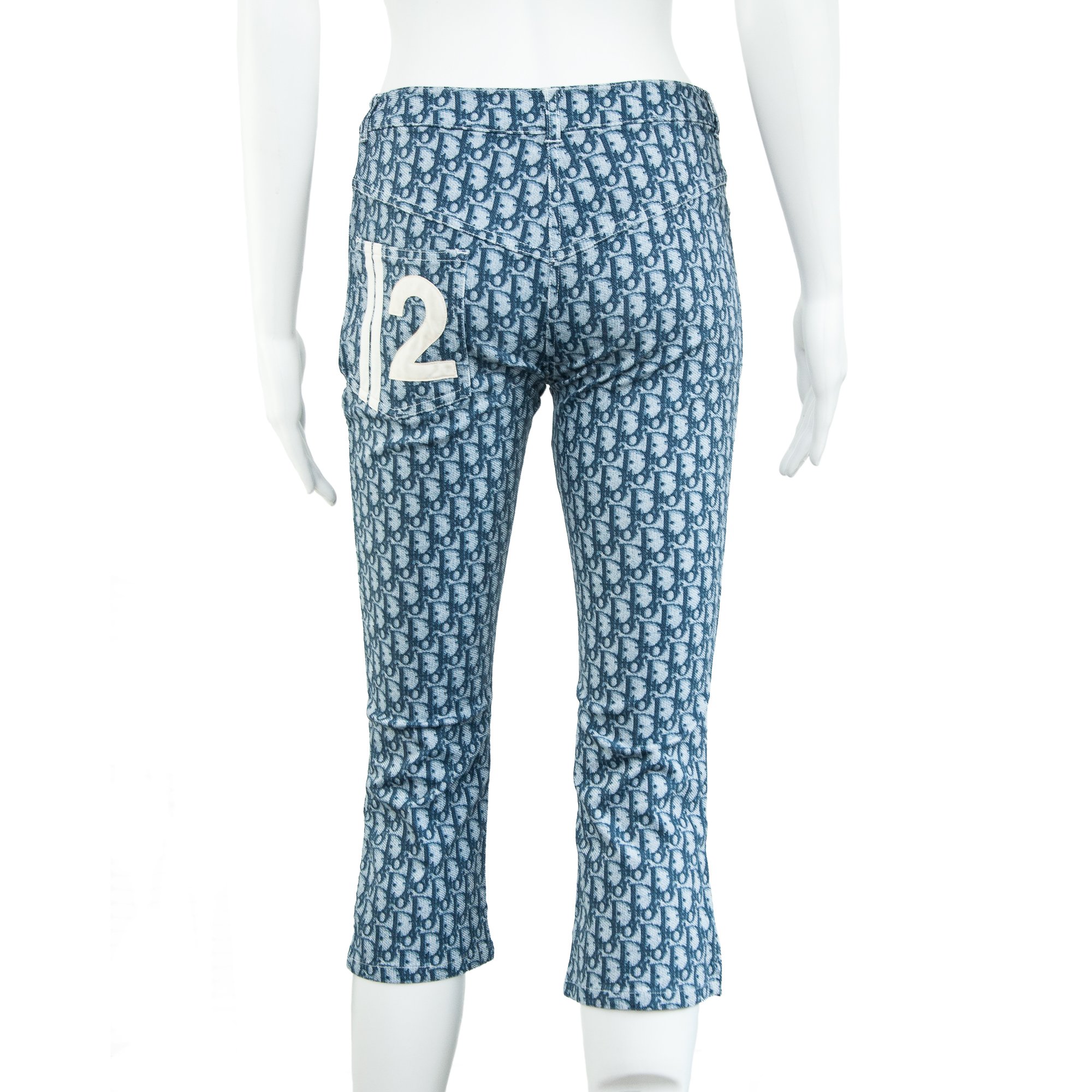 Image of Christian Dior by Galliano 2002 Blue Monogram Capri Trousers