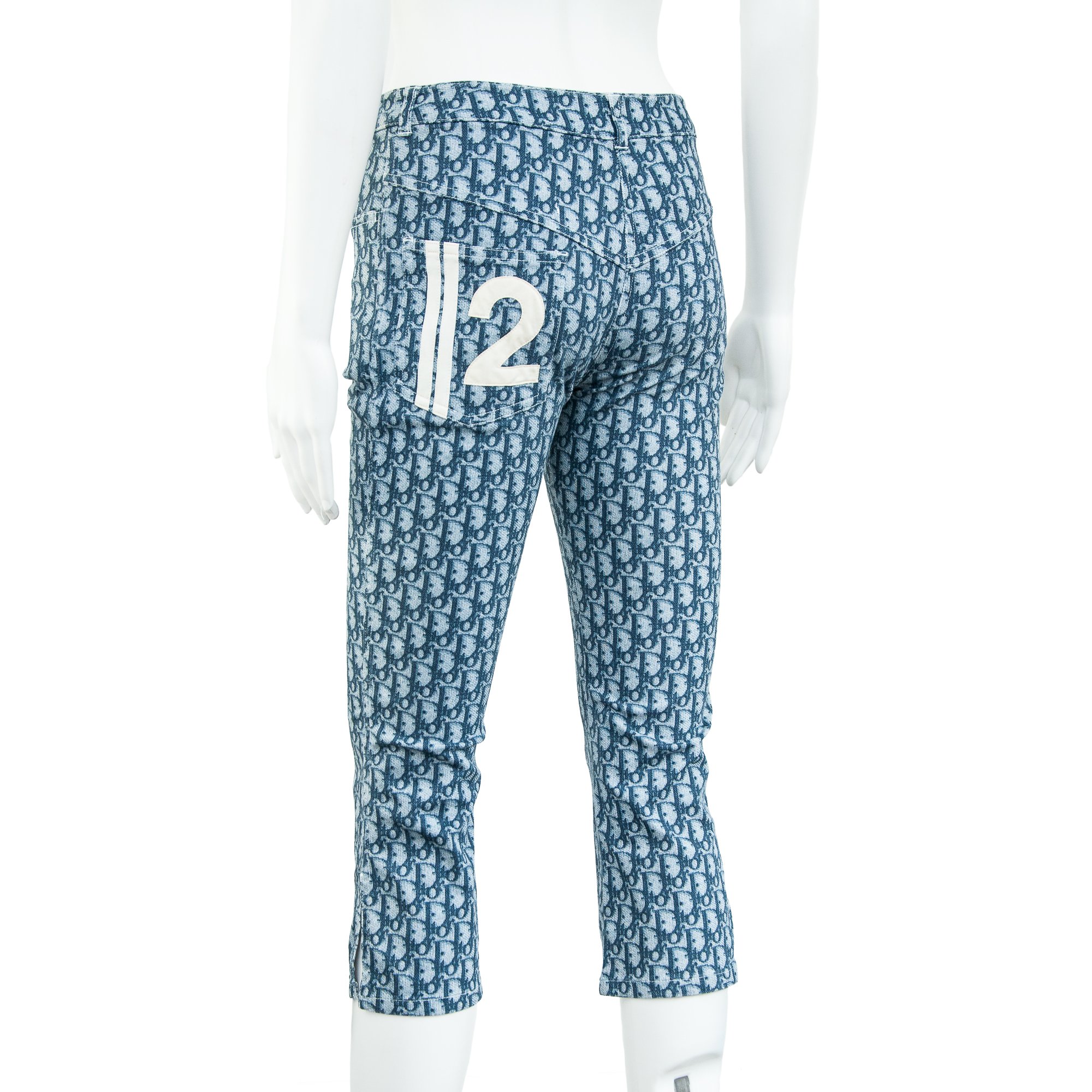 Image of Christian Dior by Galliano 2002 Blue Monogram Capri Trousers