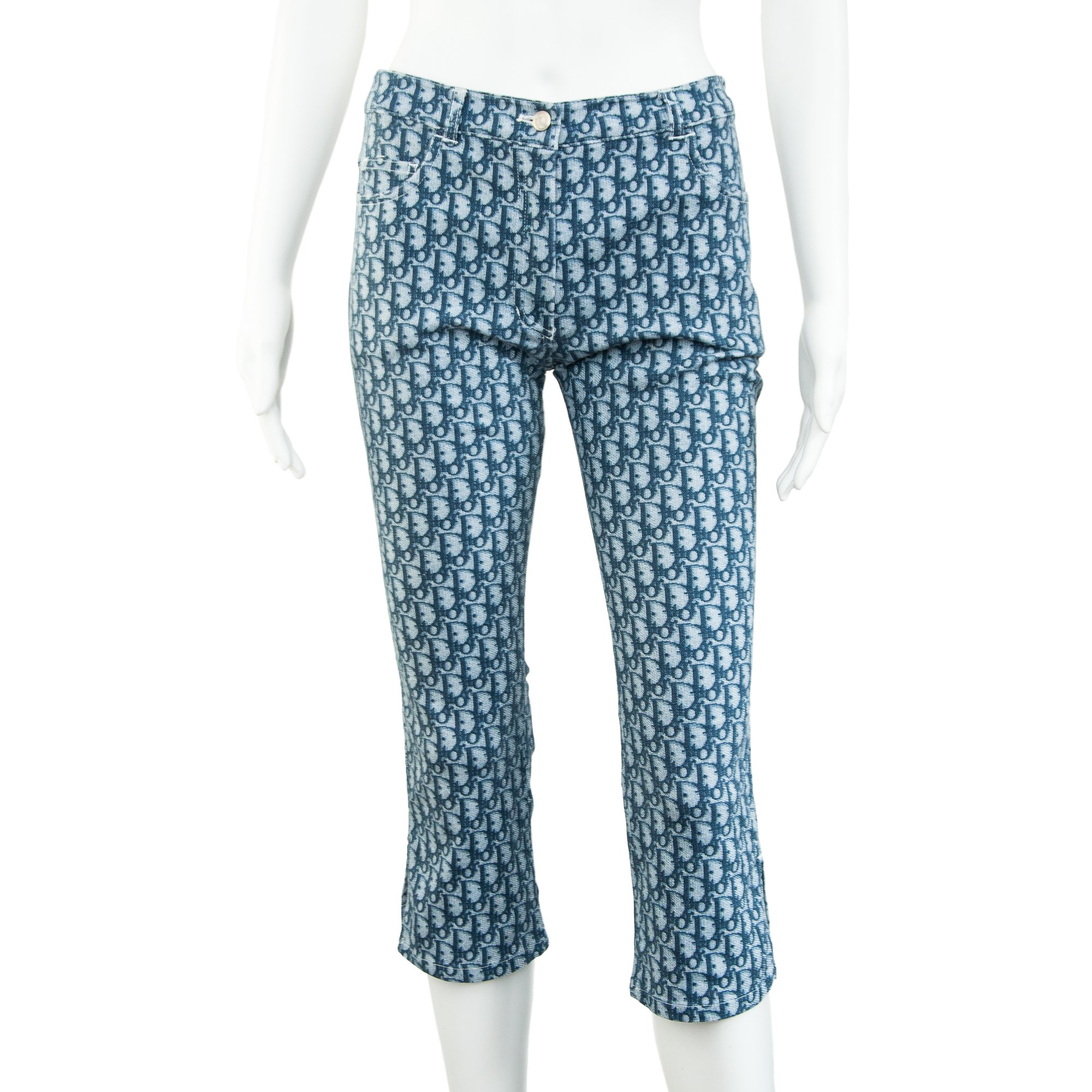 Image of Christian Dior by Galliano 2002 Blue Monogram Capri Trousers
