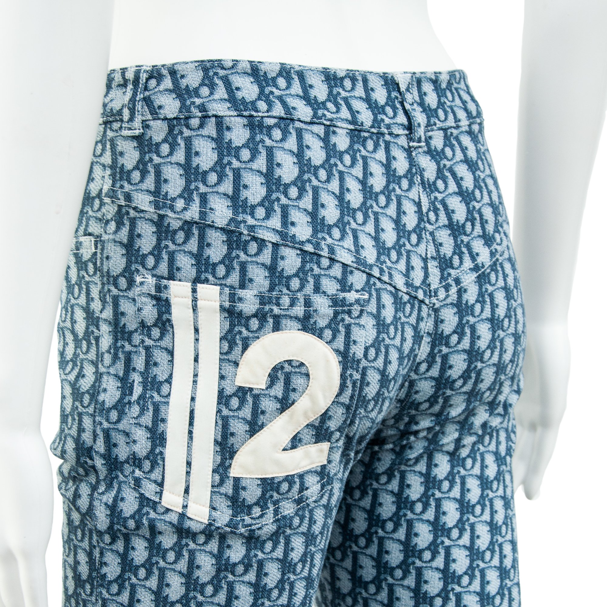 Image of Christian Dior by Galliano 2002 Blue Monogram Capri Trousers