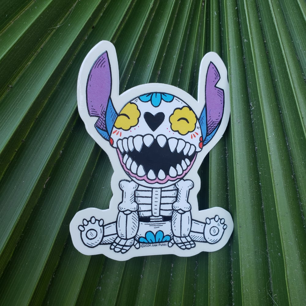 Stitch Calavera Clear Vinyl Sticker