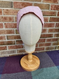 Image 3 of Linen Snood in Red/White Crosshatch