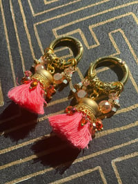 Image 1 of Peach pink Afghan beaded tassel ear weights 