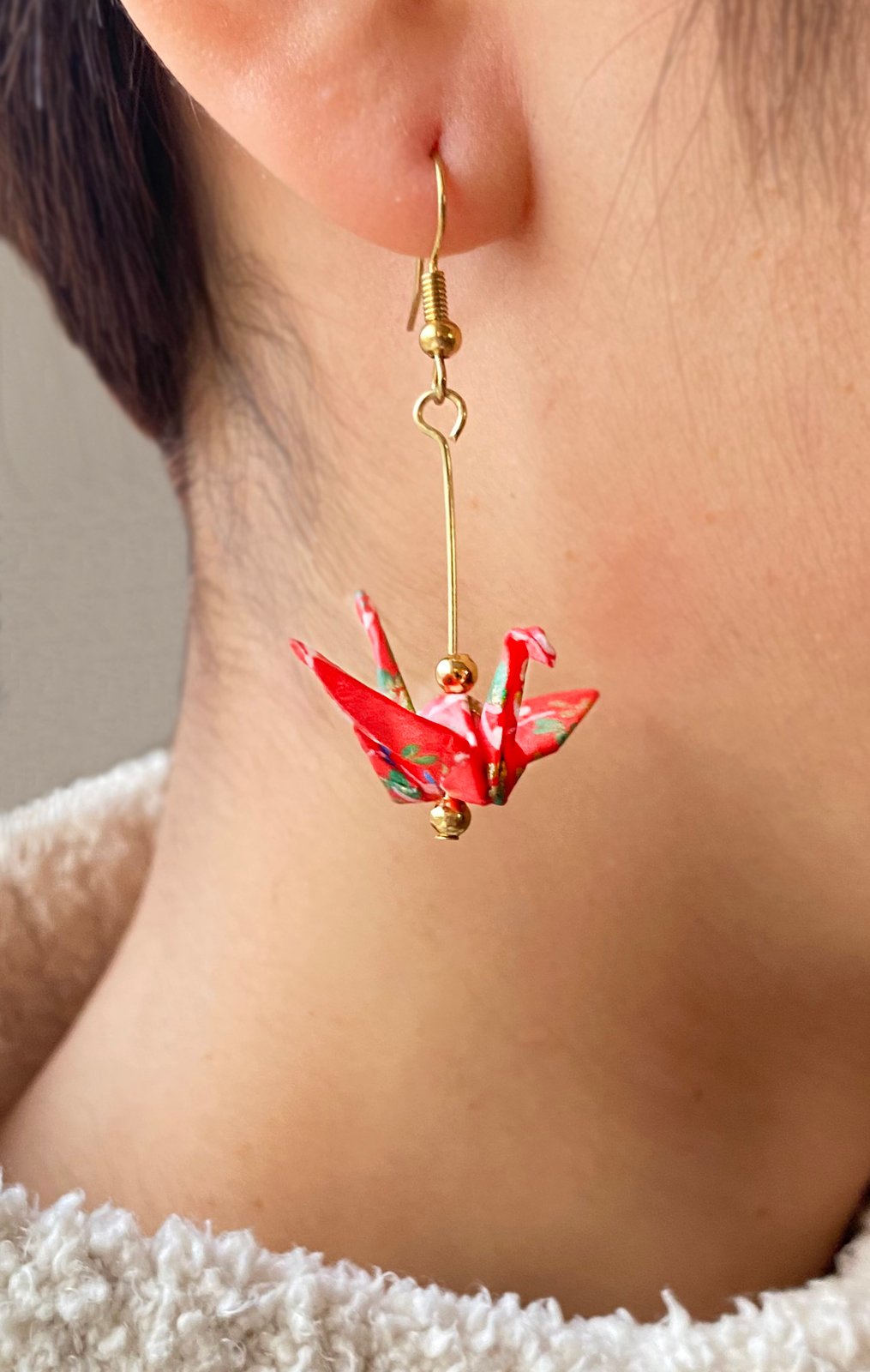 Origami Crane Earrings (OrangeMixF1) | Origami Art Co.