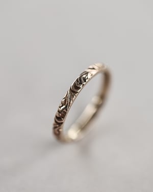 Image of 18ct Rose gold Flat court 2mm Floral engraved ring