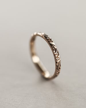 Image of 18ct Rose gold Flat court 2mm Floral engraved ring