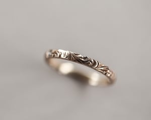 Image of 18ct Rose gold Flat court 2mm Floral engraved ring