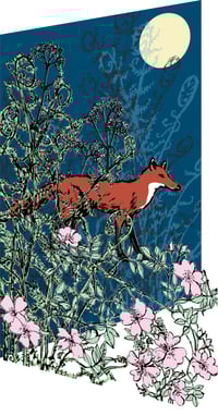 Fox and Moon Card
