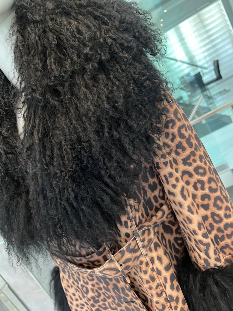 Image of Leather X Fur Trench (cheetah)