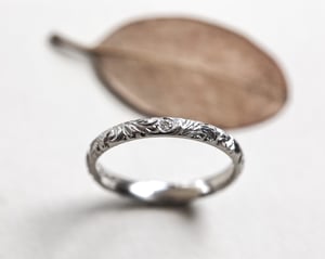 Image of Platinum 2mm Floral engraved ring