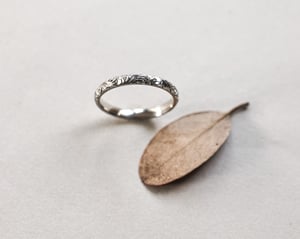 Image of Platinum 2mm Floral engraved ring