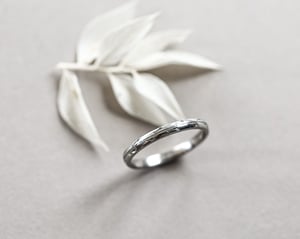 Image of Platinum 2mm Pressed flower engraved ring