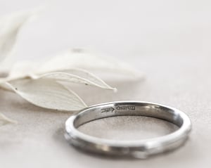 Image of Platinum 2mm Pressed flower engraved ring