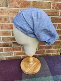Image 3 of Linen Elastic Haircovering in Black/White Houndstooth