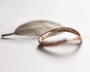 Image of 18ct Rose Gold 2mm Pressed flower wishbone ring