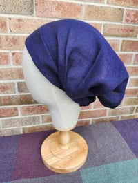 Image 2 of Linen Elastic Haircovering in Navy