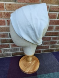 Image 3 of Linen Elastic Haircovering in White