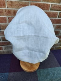 Image 4 of Linen Elastic Haircovering in White