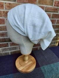 Image 5 of Linen Elastic Haircovering in White