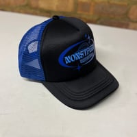 Image 1 of Black/Blue soft-shell trucker