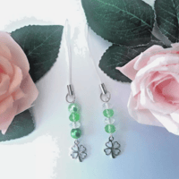 Good Luck Beaded Clover Phone Charm,Good Luck Zipper Charm, Good Luck Bag Charm