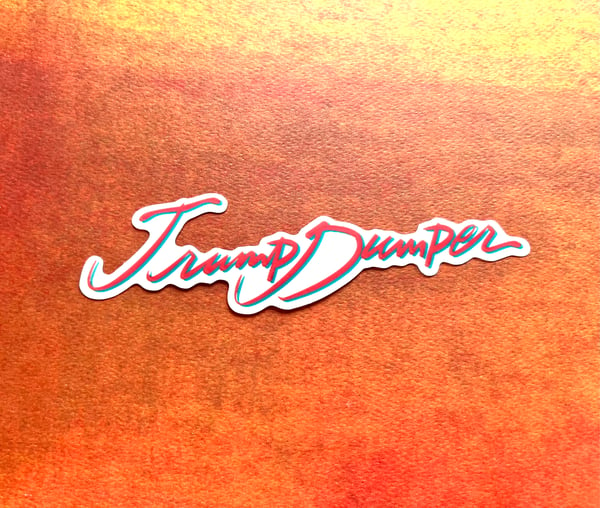 Image of Trumpdumper sticker (pink and teal)