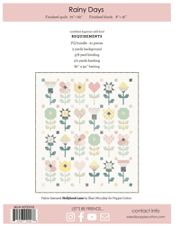 Image 4 of RAINY DAYS Quilt Pattern 70"x 82" by Poppie Cotton-Simple Pieced Flowers