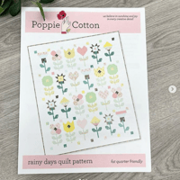 Image 1 of RAINY DAYS Quilt Pattern 70"x 82" by Poppie Cotton-Simple Pieced Flowers
