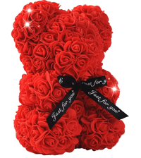 Love Rose Bear With Black Ribbon