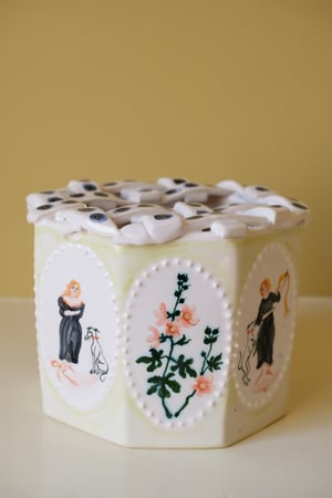 Image of Black dresses & Hollyhocks - Romantic Vase