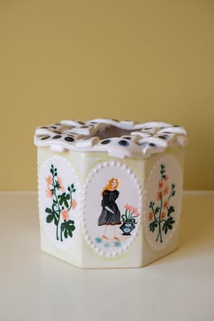 Image of Black dresses & Hollyhocks - Romantic Vase