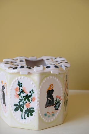 Image of Black dresses & Hollyhocks - Romantic Vase