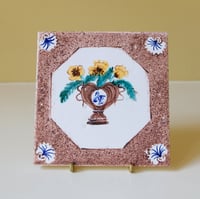 Manganese Tile - Romantic Vase with Poppies